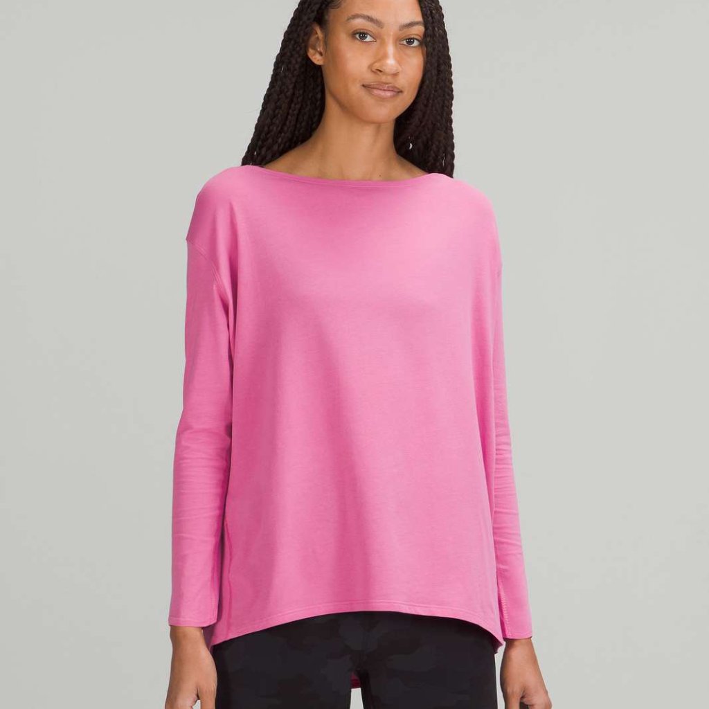 Lululemon Back In Action Long Sleeve Shirt Pink Blossom Size 8